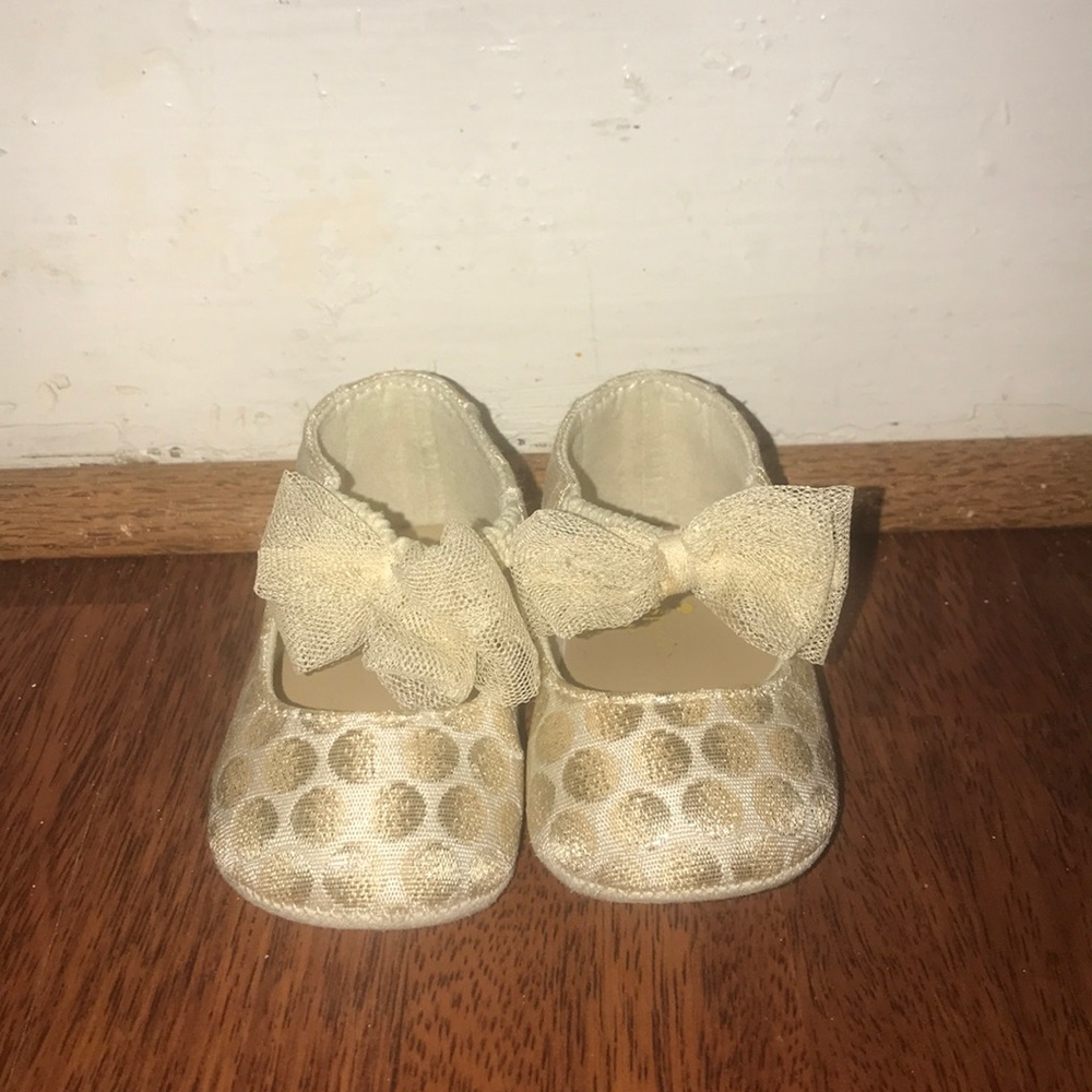 KATE SPADE gold metallic polka dot booties